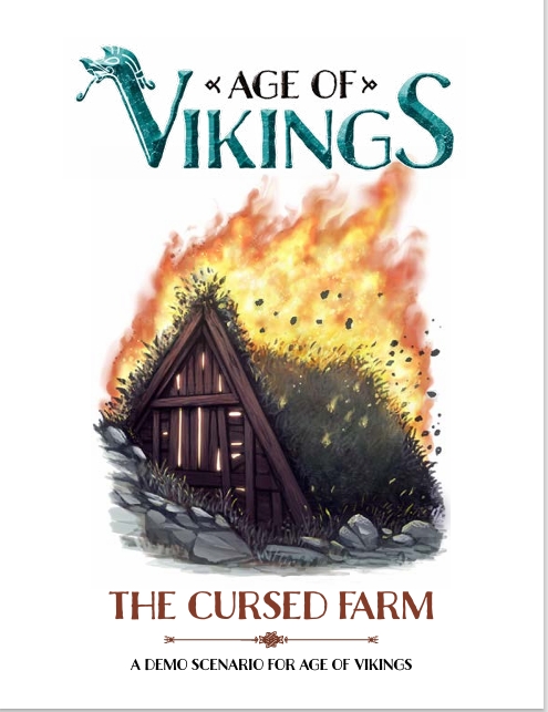 Cover of the Cursed Farm scenario showing a burning stead