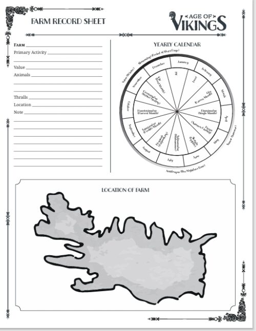 Farm Tracking Sheet for Age of Vikings
