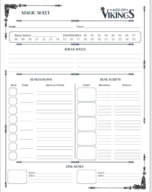 Age of Vikings magic sheet